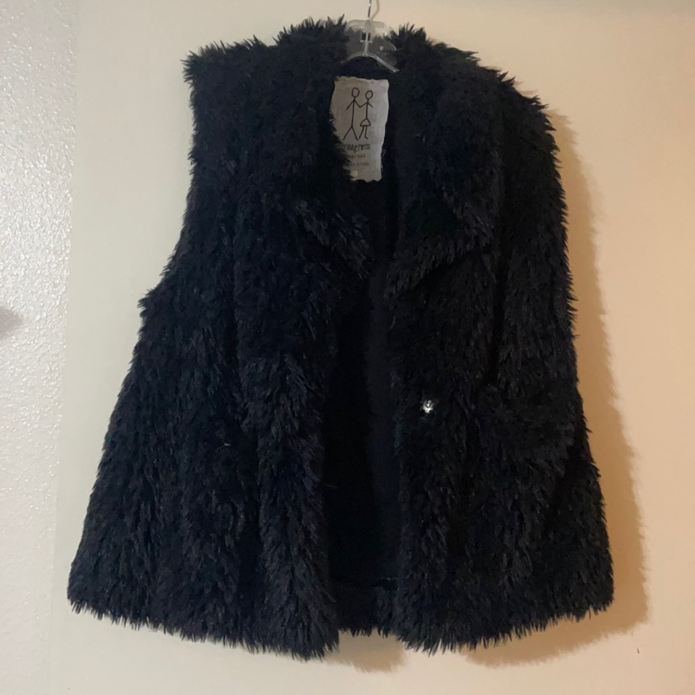 Black fluffy Johnny Was vest XL